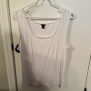 Ann Taylor White Ribbed Tank Top SZ L